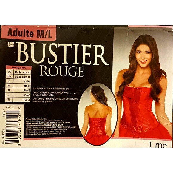 SEXY Valentine/Devil Red Satin Corset/Bustier M/L Cosplay Costum Halloween - Picture 3 of 6